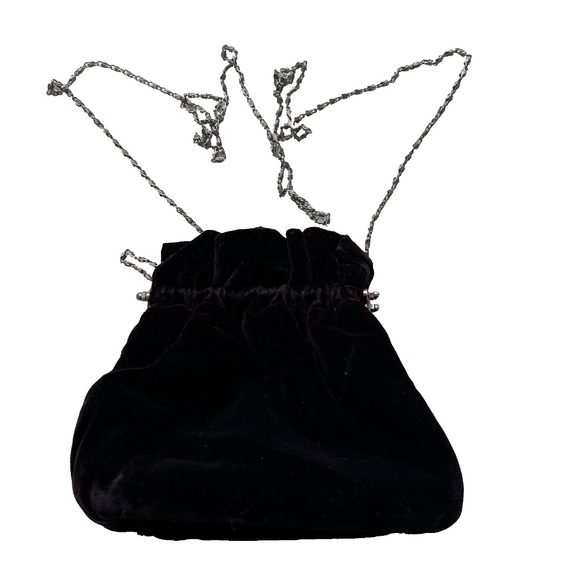 VINTAGE Purple Velvet Evening Bag Pouch Shoulder Chain Strap Witchcore - Picture 1 of 6